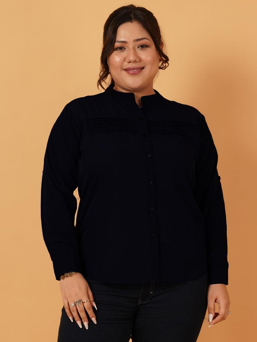 women black solid long sleeve shirts - 21640930 - Zoom Image - 0