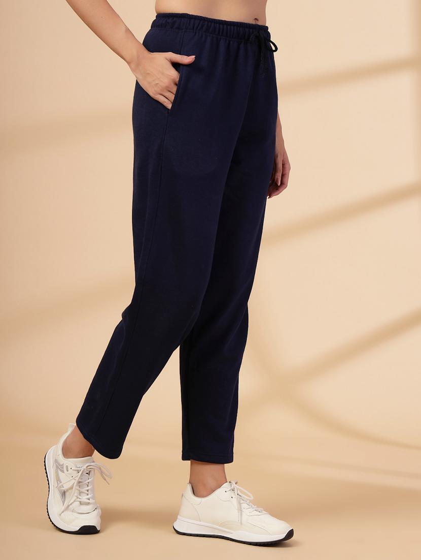 women navy blue solid mid rise track pant - 21641468 - Standard Image - 2