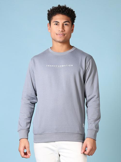 men long sleeves chest print sweatshirt - 21642637 - Very Small Image - 1