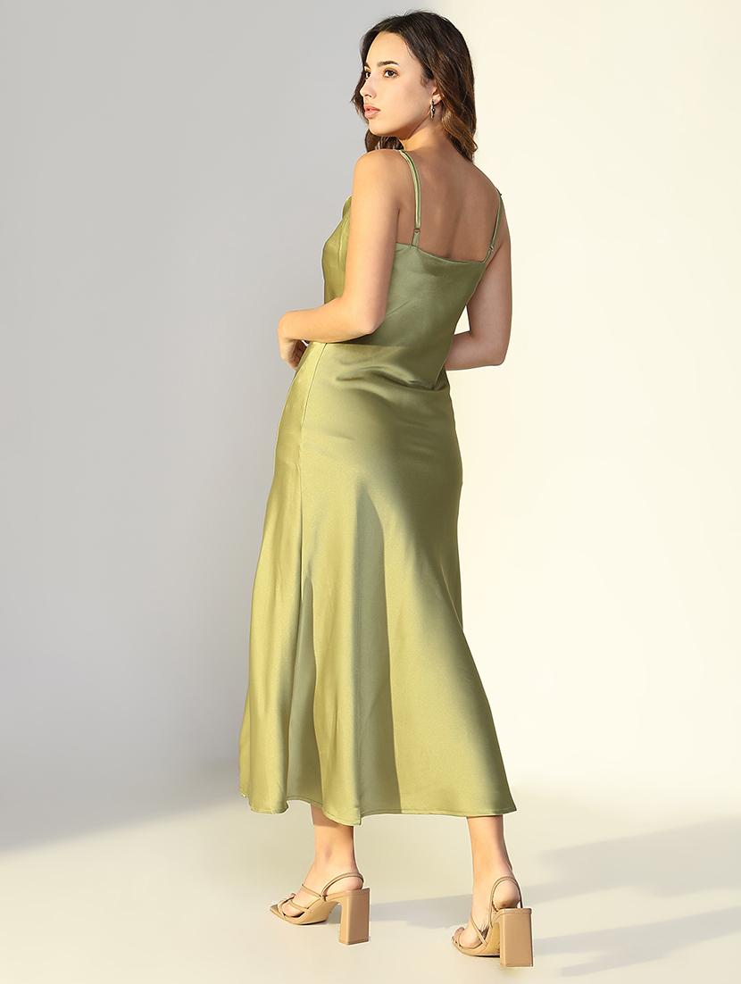 women solid cowl neck shoulder strap a-line dress - 21643119 - Standard Image - 3