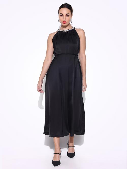 women solid halter neck a-line dress - 21643126 - Very Small Image - 1
