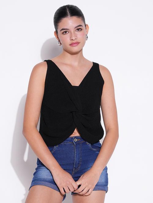 women solid sleeveless crop top - 21643458 - Very Small Image - 1