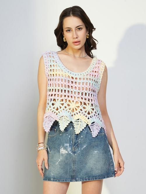 women crochet detailed sleeveless top - 21643466 - Very Small Image - 1