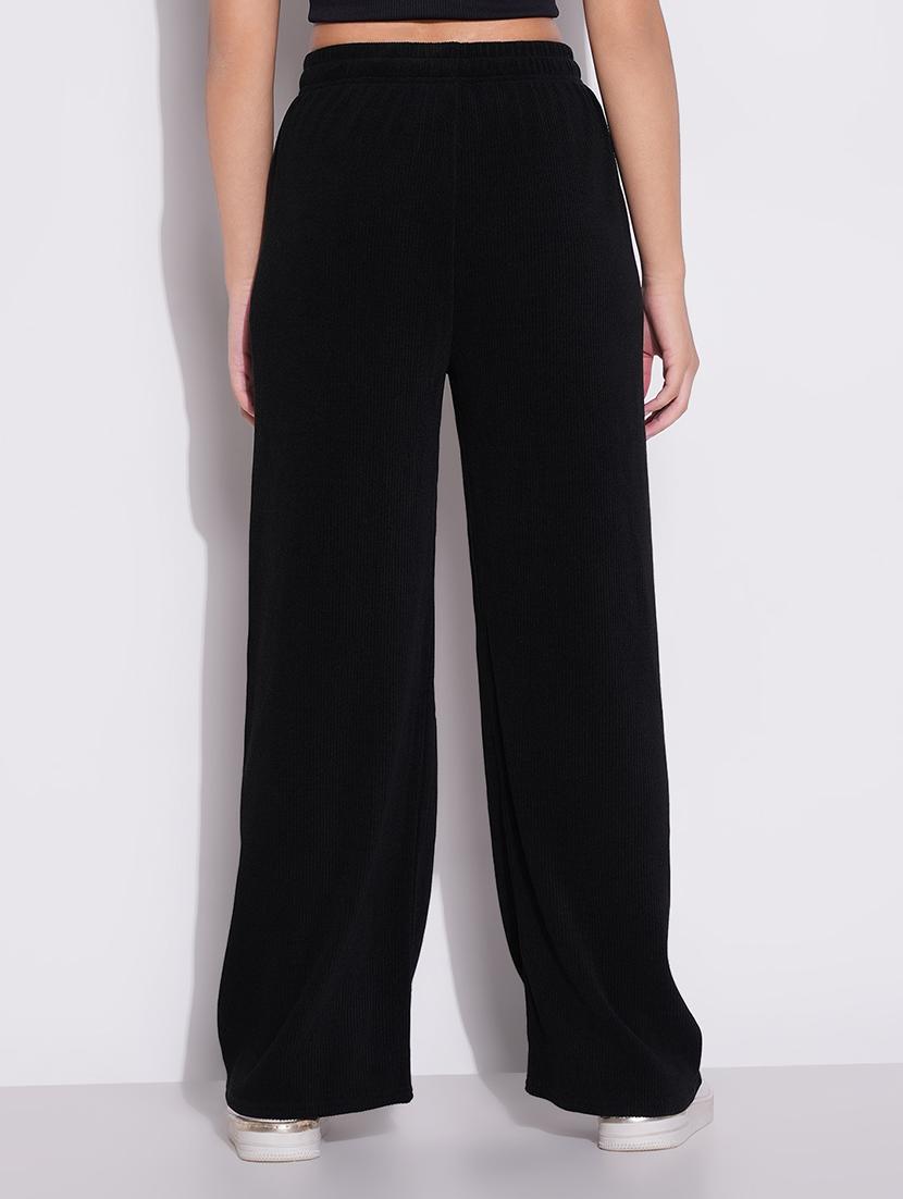 women solid high rise wide leg trouser - 21643552 - Standard Image - 3