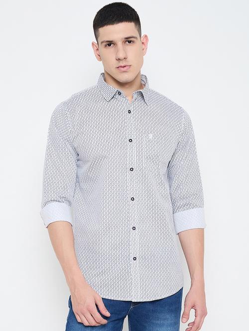 men slim fit printed long sleeve casual shirt - 21644342 - Very Small Image - 1