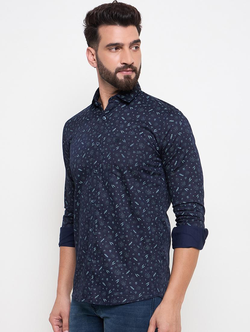 men slim fit printed long sleeve casual shirt - 21644364 - Zoom Image - 2