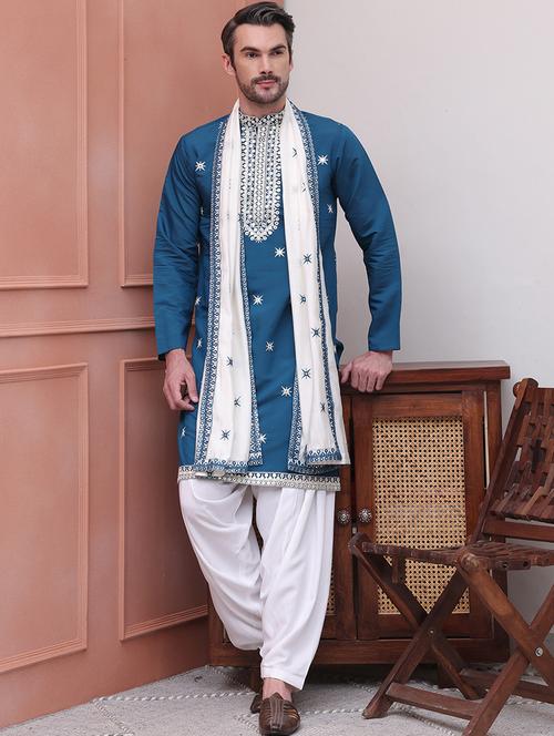 men embroidered kurta pyjama ethnic wear set - 21645313 - Very Small Image - 1