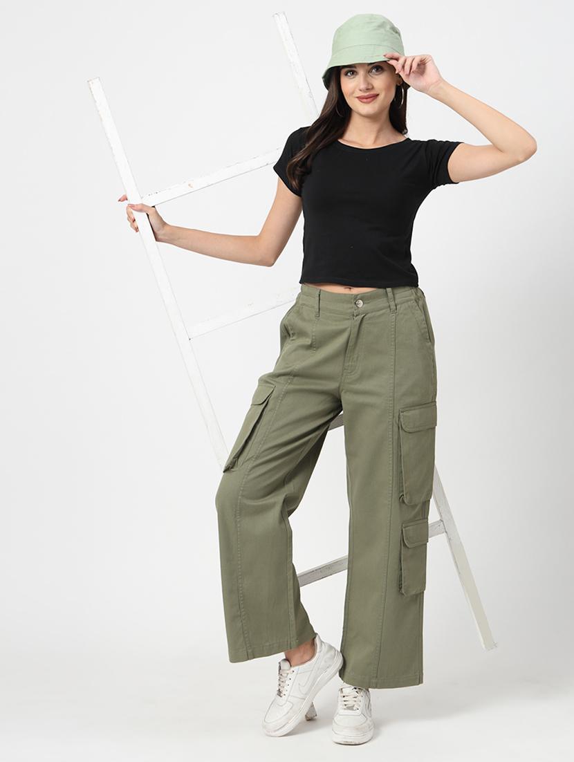 women olive solid cargo - 21648709 - Zoom Image - 4