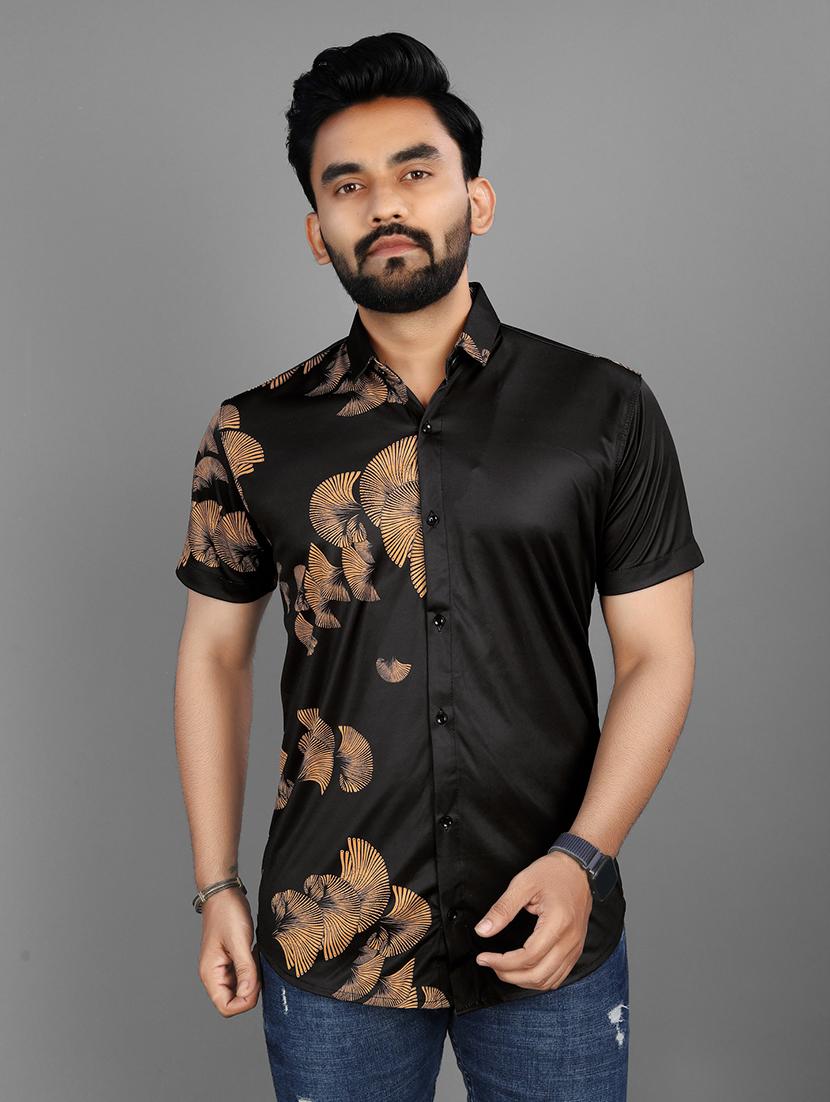 men printed short sleeve casual shirt