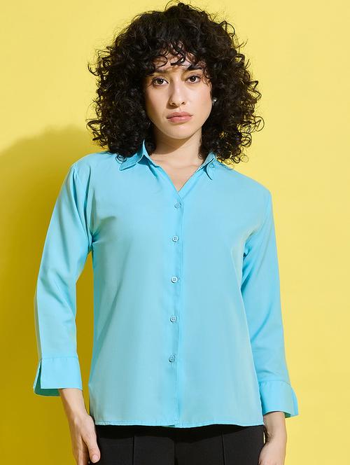 women solid collared long sleeves shirt - 21650754 - Very Small Image - 1