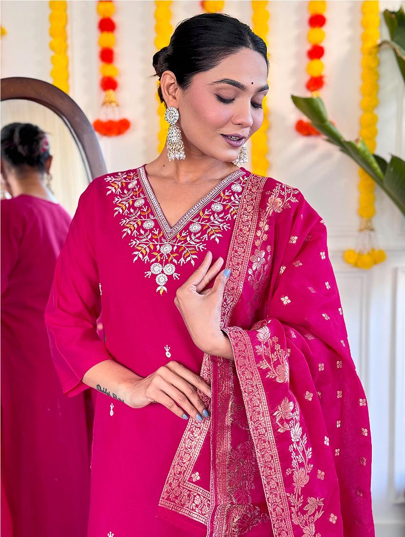 women embroidered kurta pant set with duaptta - 21650942 - Standard Image - 5