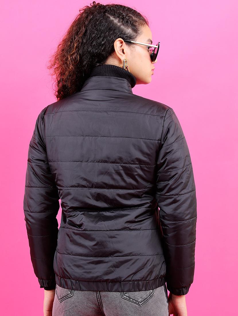 women solid long sleeves quilted jacket - 21650971 - Standard Image - 2