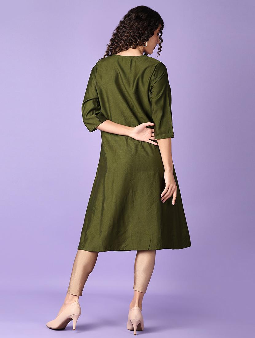 women three quarter sleeve a-line kurta - 21651562 - Standard Image - 3