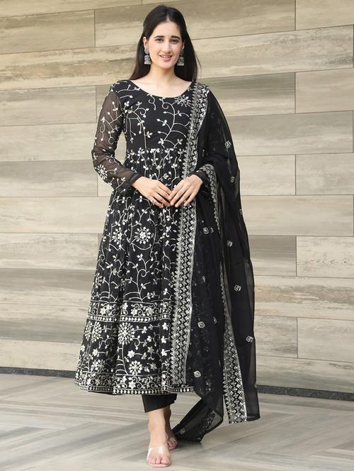 women balck long sleeve kurta pant with dupatta set - 21651791 -  Standard Image - 0