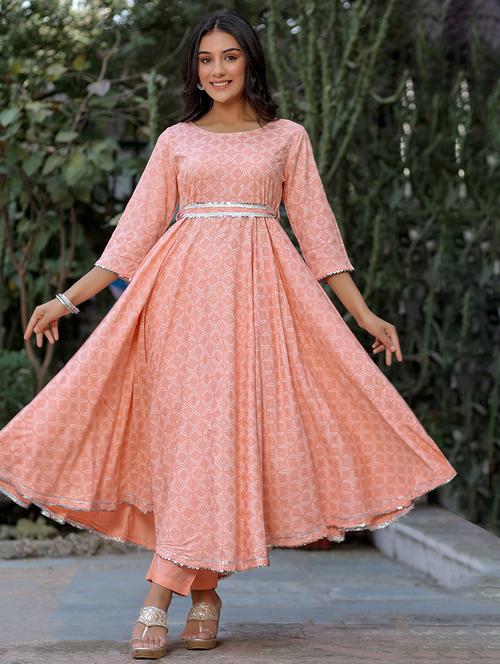 women foil printed kurta pant set - 21652416 - Very Small Image - 1