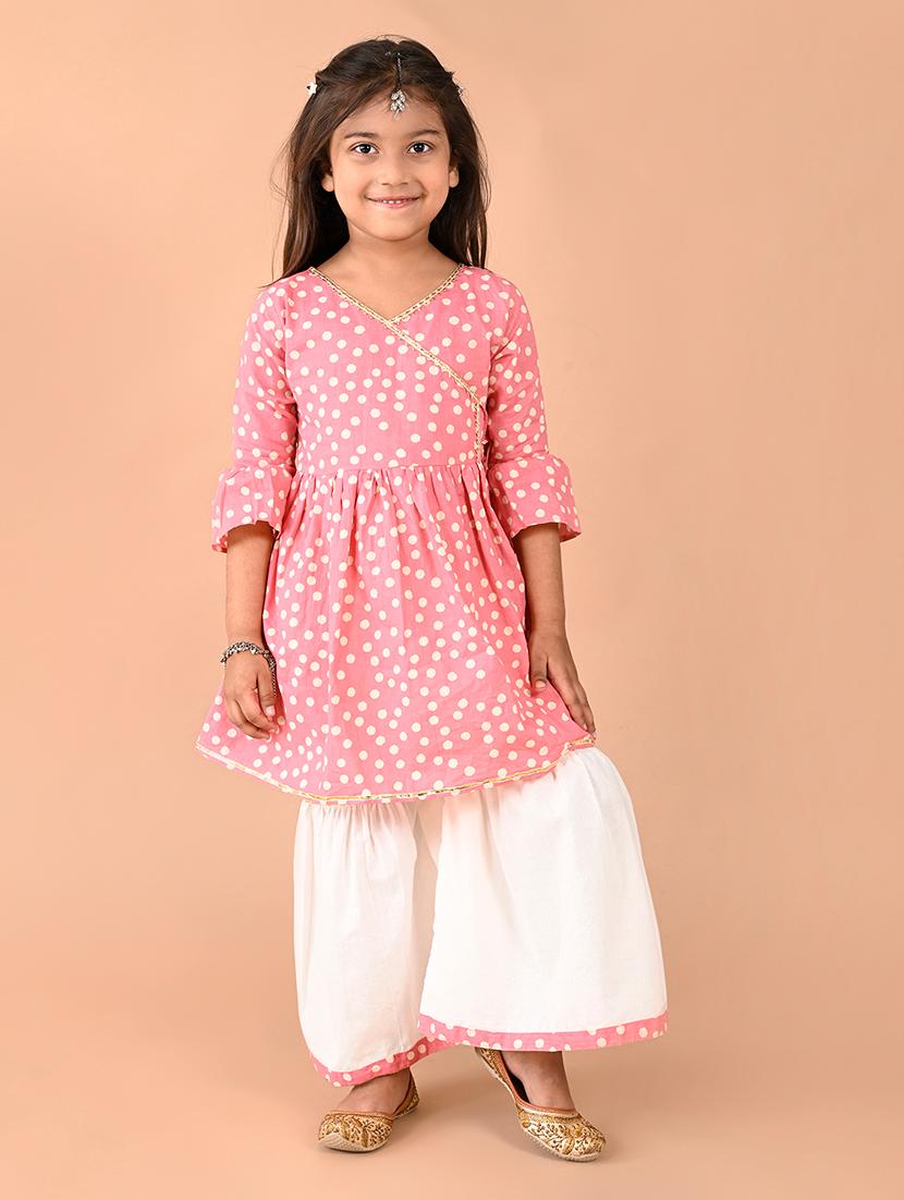 girls polka dots kurta sharara set - 21653338 - Standard Image - 4