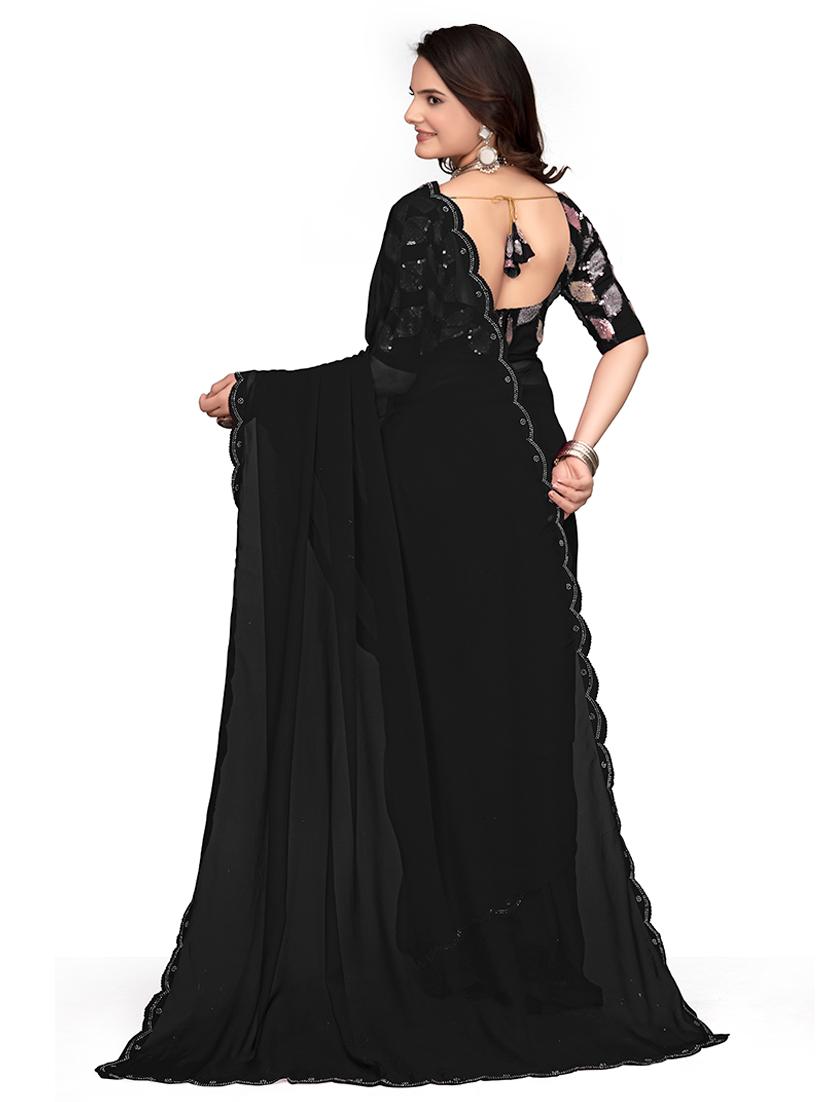 women black embellished saree with blouse - 21659976 - Zoom Image - 2