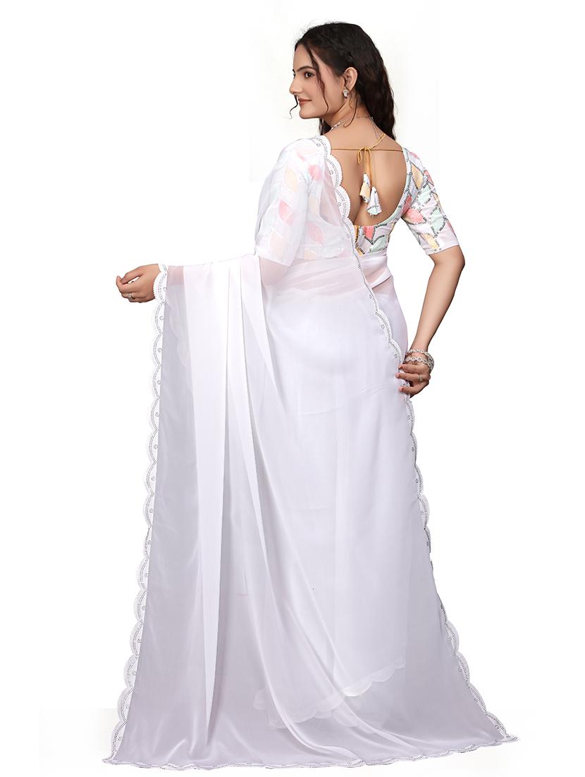 women white embellished saree with blouse - 21659983 - Zoom Image - 2