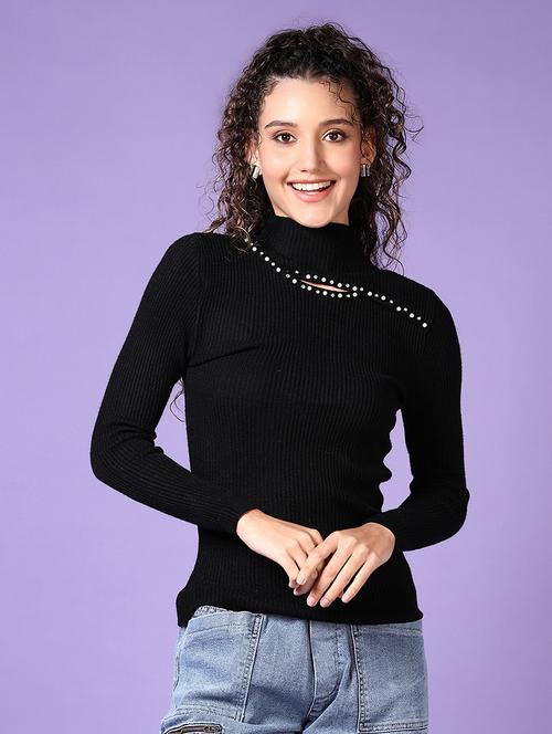women solid long sleeve pullover - 21662786 - Very Small Image - 1