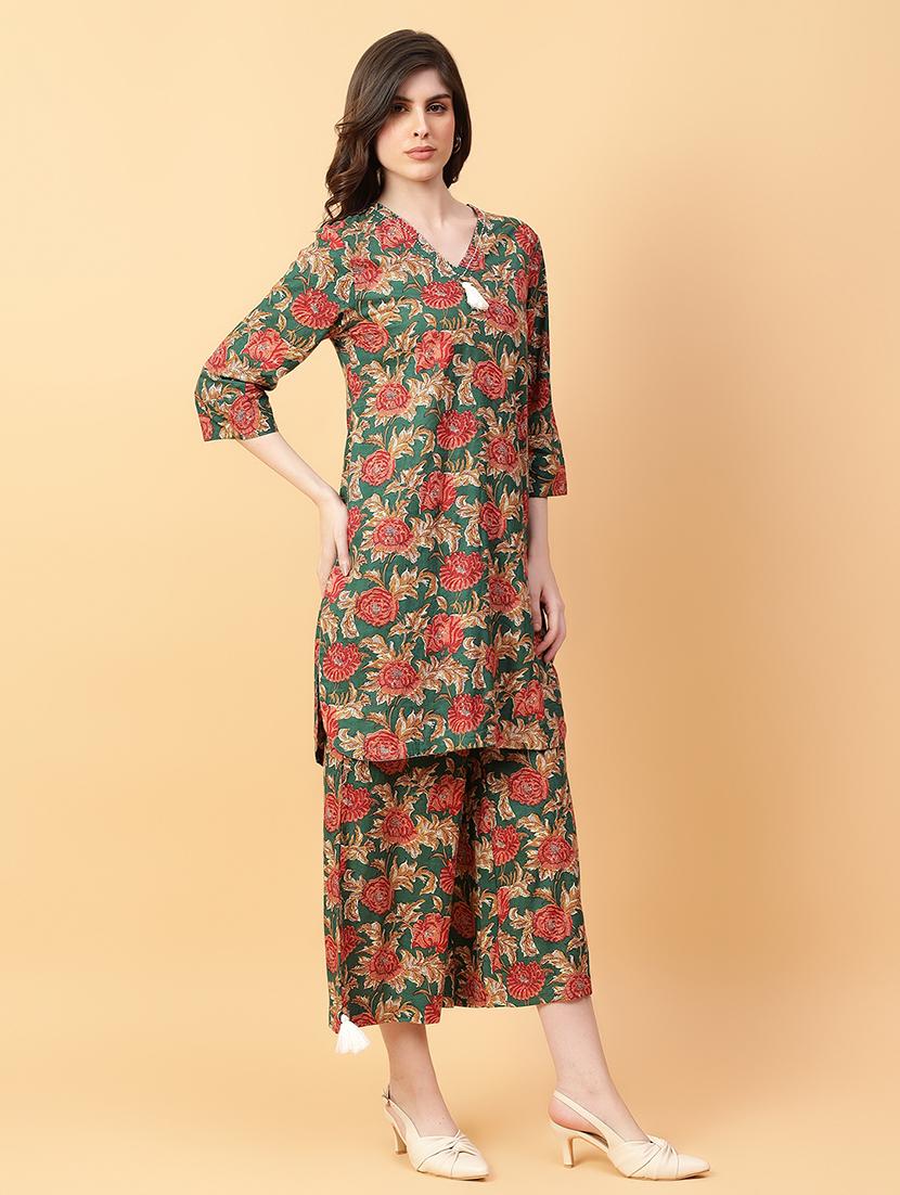 women three quarter sleeve ethnic co-ord set - 21663622 - Zoom Image - 2