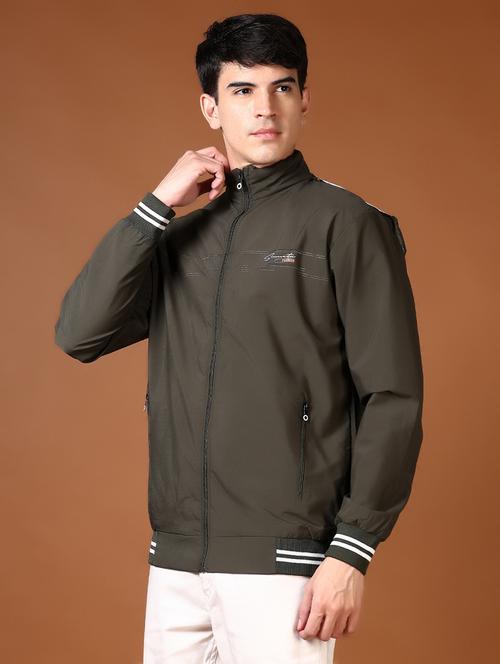 men long sleeves solid bomber jacket - 21663798 - Very Small Image - 1