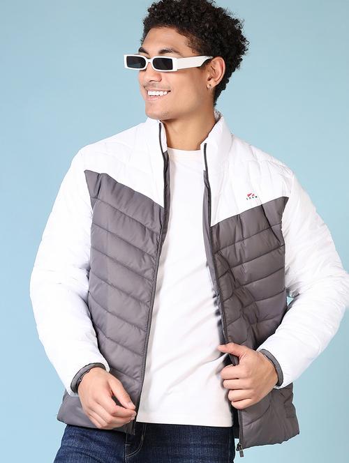 men grey & white puffer long sleeve jacket - 21664503 - Very Small Image - 1