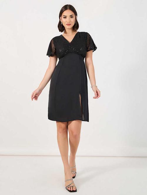 women sequined flute sleeves sheath dress - 21666353 - Very Small Image - 1