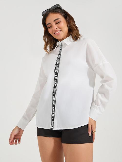 women solid collared long sleeves shirt - 21666377 - Very Small Image - 1