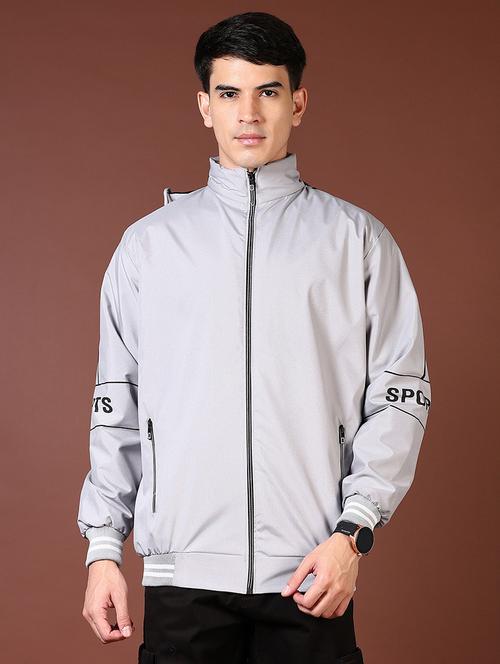 men solid long sleeve bomber jacket - 21669091 - Very Small Image - 1