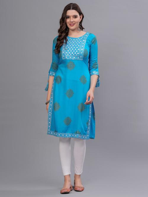 women printed round neck straight kurta - 21669413 - Very Small Image - 1
