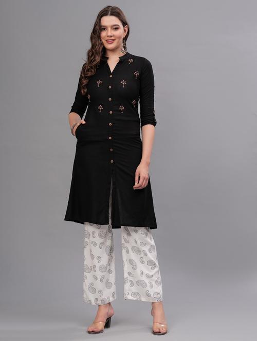 women embellished mandarin neck kurta pant set - 21669486 - Very Small Image - 1