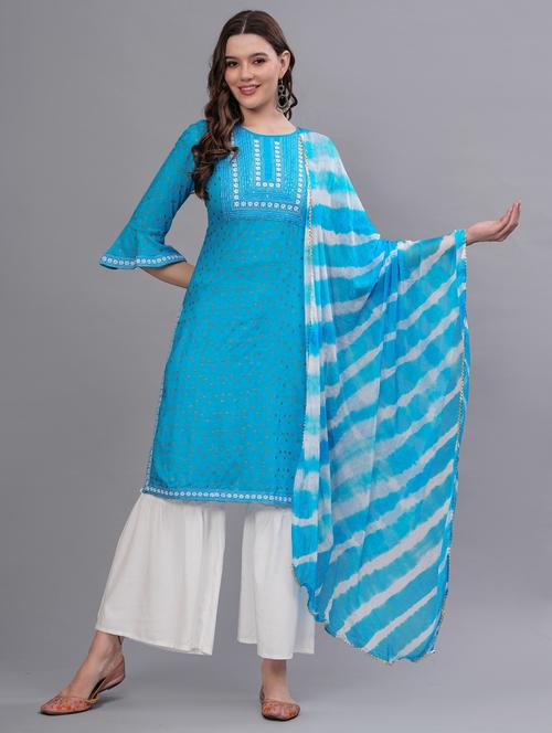 women printed kurta sharara set with dupatta - 21669504 - Very Small Image - 1