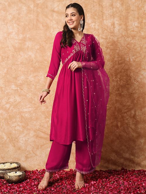 women embroidered kurta pant set with duaptta - 21669711 -  Standard Image - 0