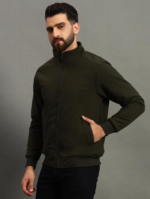 men long sleeves solid bomber jacket - 21670269 - Very Small Image - 1