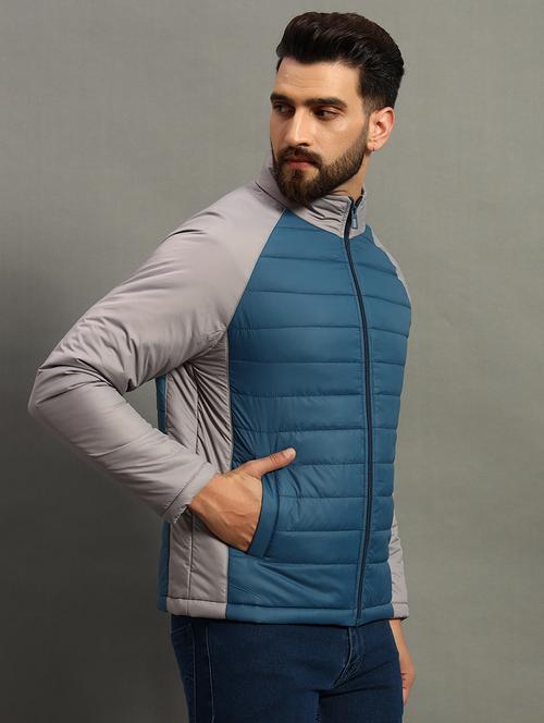 men long sleeves color block quilted jacket - 21670275 - Very Small Image - 1