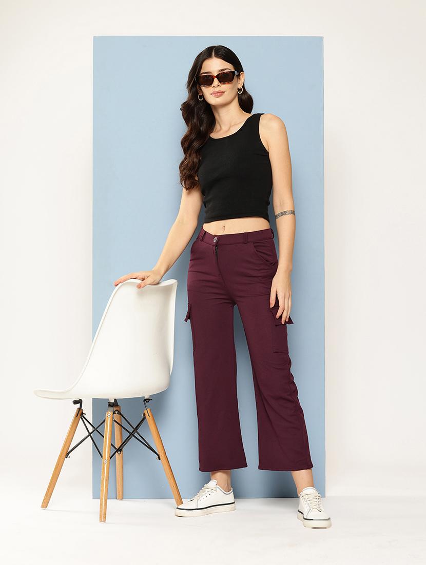 women solid mid rise cargo - 21673044 - Standard Image - 3