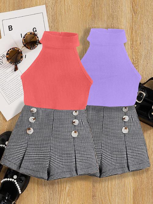 girls pack of 2 top & shorts set - 21674167 - Very Small Image - 1