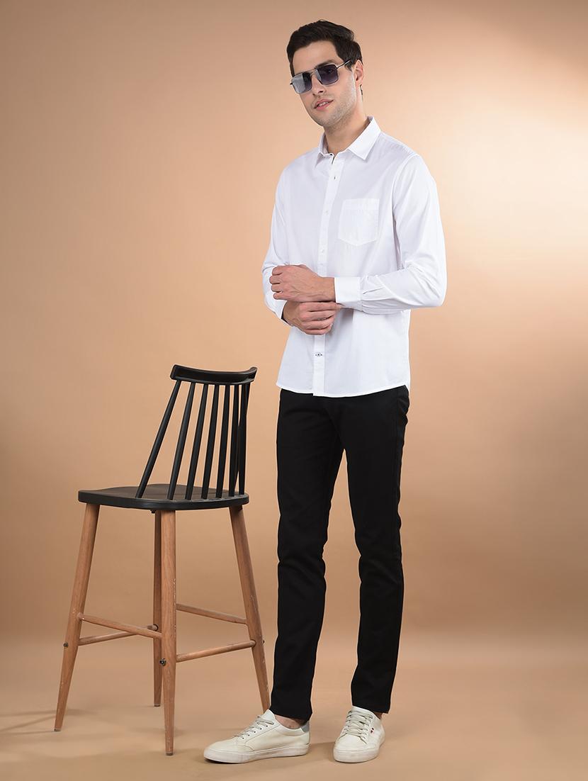 black cotton chinos casual trousers - 21675668 - Standard Image - 4