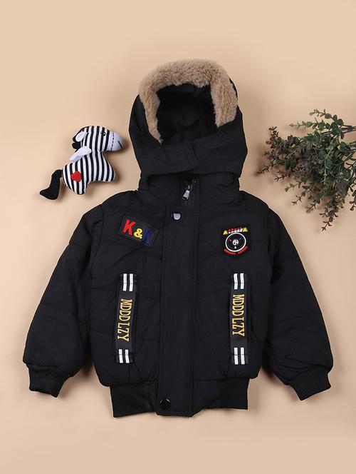 boys solid long sleeve hooded quilted jacket - 21676372 - Very Small Image - 1