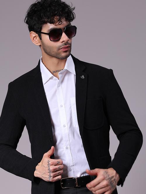 men solid lapel collar single breasted casual blazer - 21677720 - Very Small Image - 1