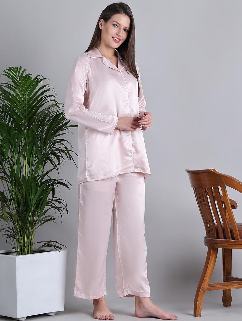 women solid nightwear pyjama set - 21677809 - Standard Image - 2