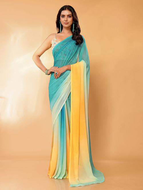 women tie & dye printed saree with blouse - 21678835 - Very Small Image - 1