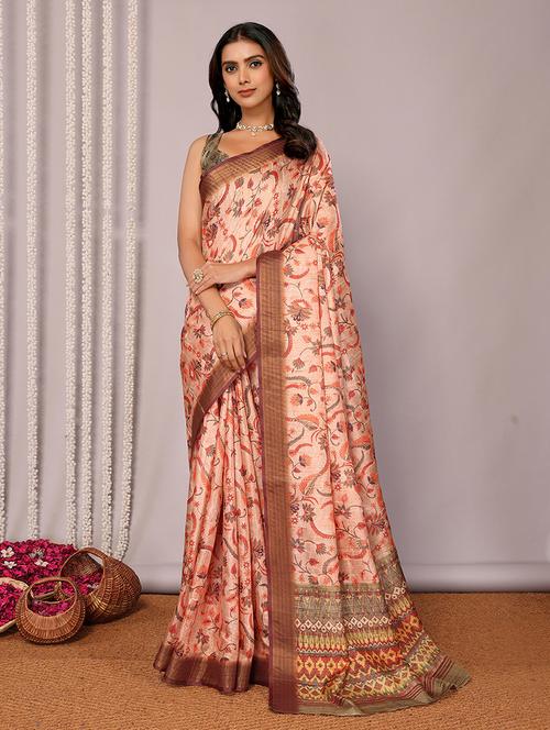 women floral printed saree with blouse - 21678893 - Very Small Image - 1