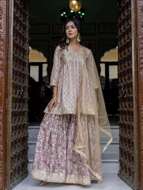 women paisley kurta sharara set with dupatta - 21680210 - Very Small Image - 1