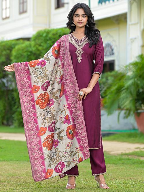women embroidered kurta pant set with duaptta - 21680474 - Very Small Image - 1