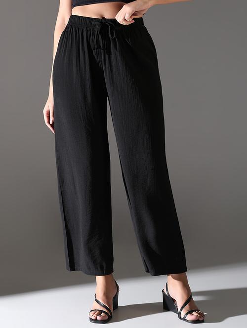 women high rise solid wide leg trouser - 21682332 - Very Small Image - 1