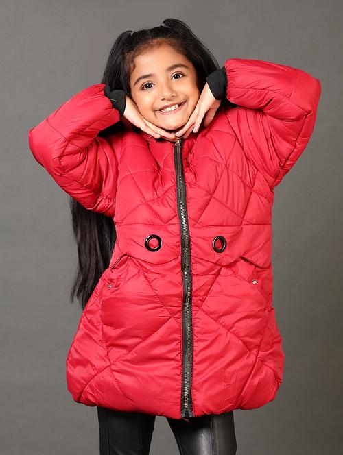 girls solid long sleeves puffer jacket - 21684089 - Very Small Image - 1