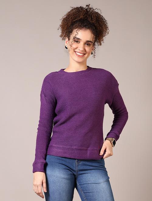 women solid long sleeve pullover - 21685186 - Very Small Image - 1