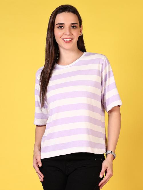 women striped round neck t-shirt - 21685651 - Very Small Image - 1