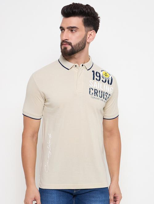 men short sleeves placement print polo t-shirt - 21686487 - Very Small Image - 1